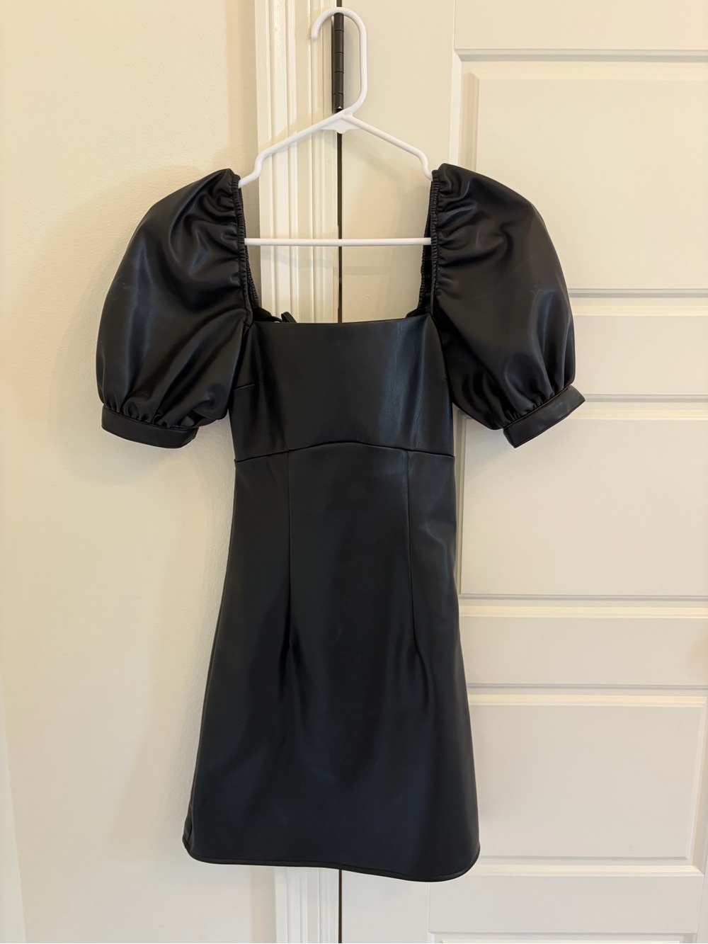 Divided Black Faux Leather Puff Sleeve Mini Dress